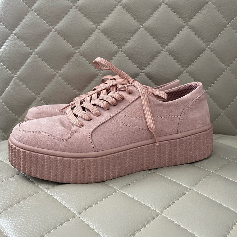 Suede material platform sneakers